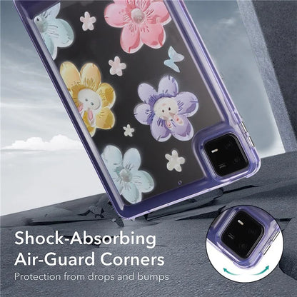 For Xiaomi Pad 6 Case Oil Painting Flower Pattern PC+TPU Tablet Cover and Rabbit
