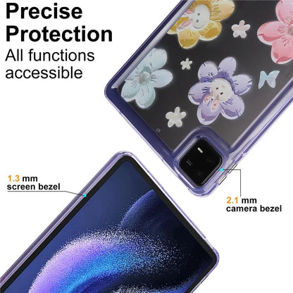 For Xiaomi Pad 6 Case Oil Painting Flower Pattern PC+TPU Tablet Cover and Rabbit