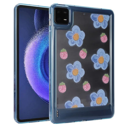 For Xiaomi Pad 6 Case Oil Painting Flower Pattern PC+TPU Tablet Cover and Strawberry