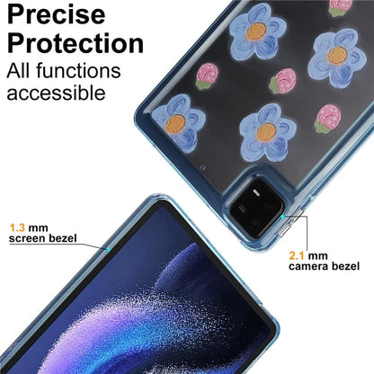 For Xiaomi Pad 6 Case Oil Painting Flower Pattern PC+TPU Tablet Cover and Strawberry