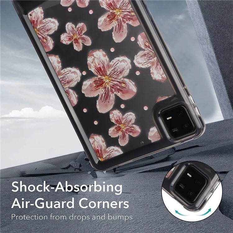 For Xiaomi Pad 6 Case Oil Painting Flower Pattern PC+TPU Tablet Cover and Pearl