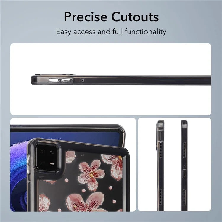 For Xiaomi Pad 6 Case Oil Painting Flower Pattern PC+TPU Tablet Cover and Pearl