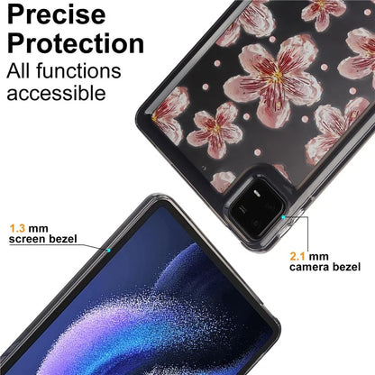 For Xiaomi Pad 6 Case Oil Painting Flower Pattern PC+TPU Tablet Cover and Pearl