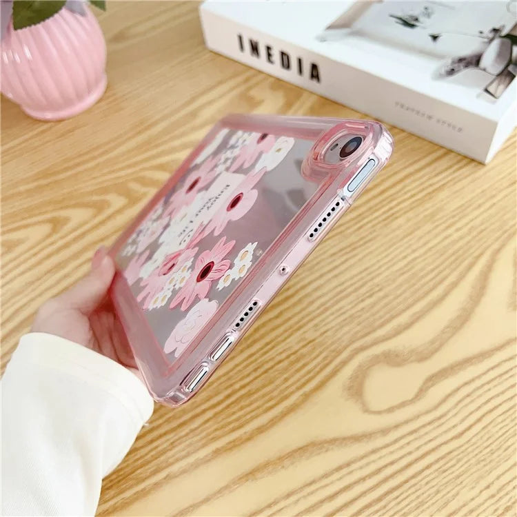 For iPad mini (2021) Case Oil Painting Flower Pattern Protective Tablet Cover