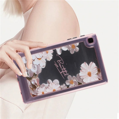 For Samsung Galaxy Tab A7 Lite 8.7-inch T225 T220 Case Flower Pattern PC+TPU Tablet Cover