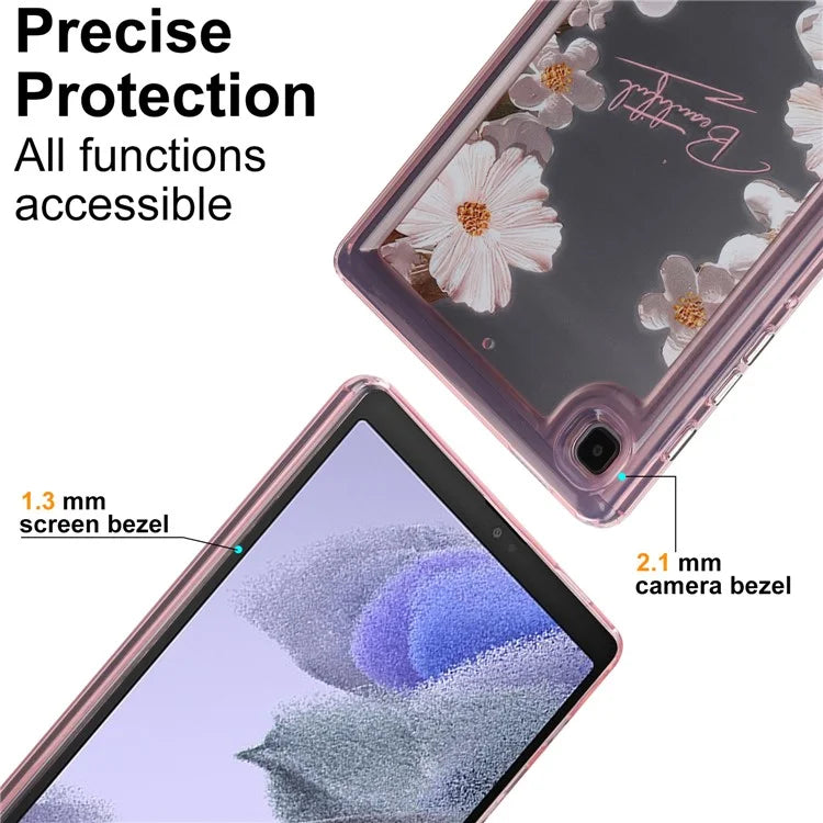 For Samsung Galaxy Tab A7 Lite 8.7-inch T225 T220 Case Flower Pattern PC+TPU Tablet Cover