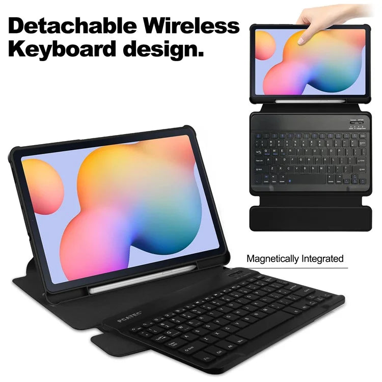 For Samsung Galaxy Tab S6 Lite (2024) / S6 Lite (2022) / S6 Lite (2020) Case with Bluetooth Keyboard PU+Acrylic Tablet Cover