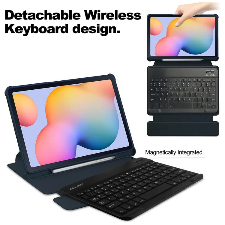 For Samsung Galaxy Tab S6 Lite (2024) / S6 Lite (2022) / S6 Lite (2020) Case with Bluetooth Keyboard PU+Acrylic Tablet Cover