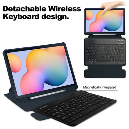 For Samsung Galaxy Tab S6 Lite (2024) / S6 Lite (2022) / S6 Lite (2020) Case with Bluetooth Keyboard PU+Acrylic Tablet Cover