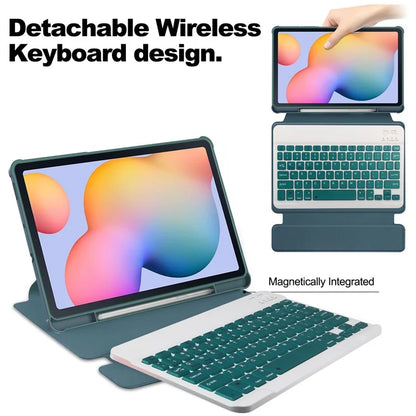 For Samsung Galaxy Tab S6 Lite (2024) / S6 Lite (2022) / S6 Lite (2020) Case with Bluetooth Keyboard PU+Acrylic Tablet Coverish Green