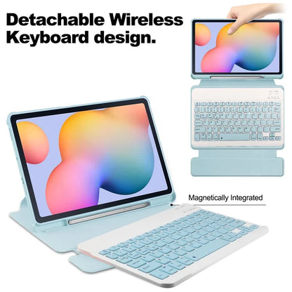 For Samsung Galaxy Tab S6 Lite (2024) / S6 Lite (2022) / S6 Lite (2020) Case with Bluetooth Keyboard PU+Acrylic Tablet Cover