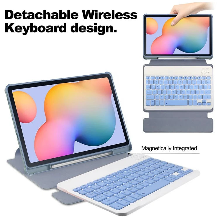 For Samsung Galaxy Tab S6 Lite (2024) / S6 Lite (2022) / S6 Lite (2020) Case with Bluetooth Keyboard PU+Acrylic Tablet Cover