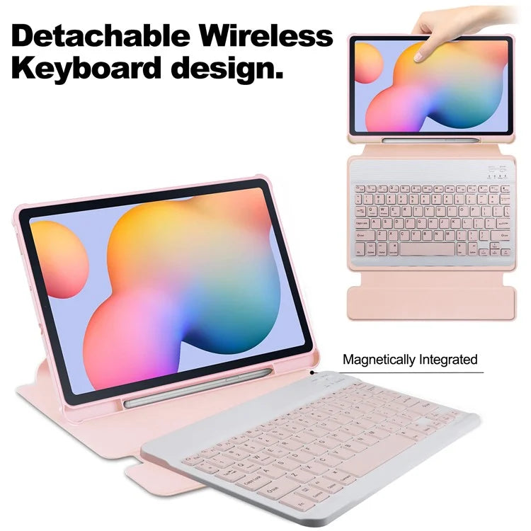 For Samsung Galaxy Tab S6 Lite (2024) / S6 Lite (2022) / S6 Lite (2020) Case with Bluetooth Keyboard PU+Acrylic Tablet Cover