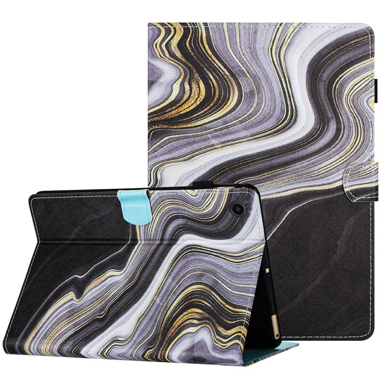For Lenovo M10 Plus X606F Pattern Folio Cover PU Leather Stand Tablet Case