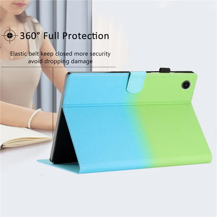 For Samsung Galaxy Tab A9+ Case Stitching Gradient PU Leather Tablet Cover