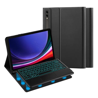 For Samsung Galaxy Tab S9+ Bluetooth Keyboard with Backlit, Touchpad, Card Slot PU+PC Tablet Case