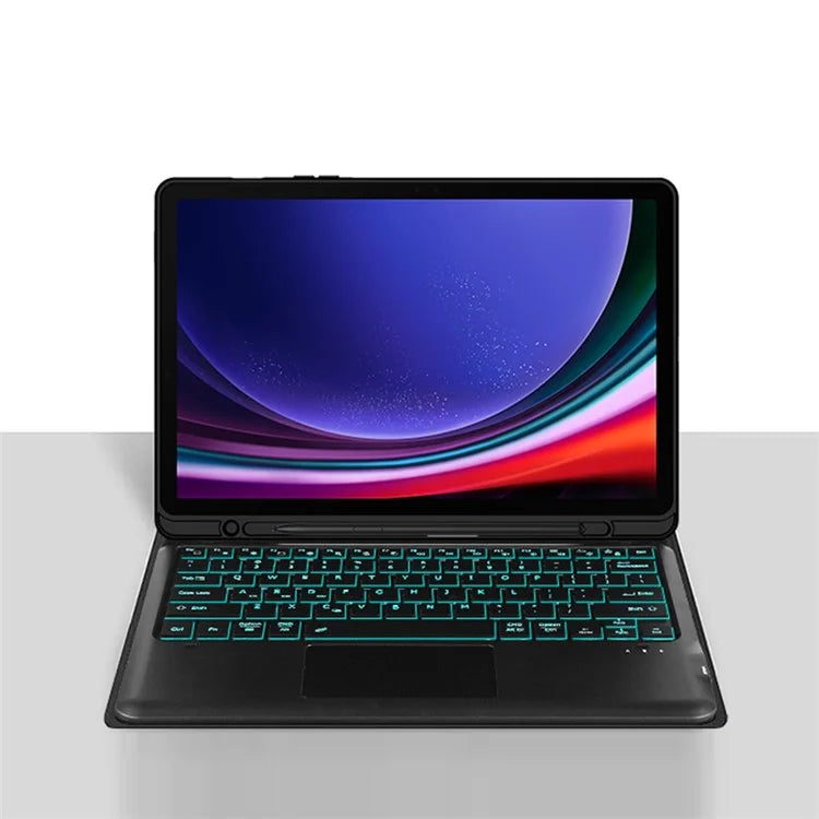 For Samsung Galaxy Tab S9+ Bluetooth Keyboard with Backlit, Touchpad, Card Slot PU+PC Tablet Case