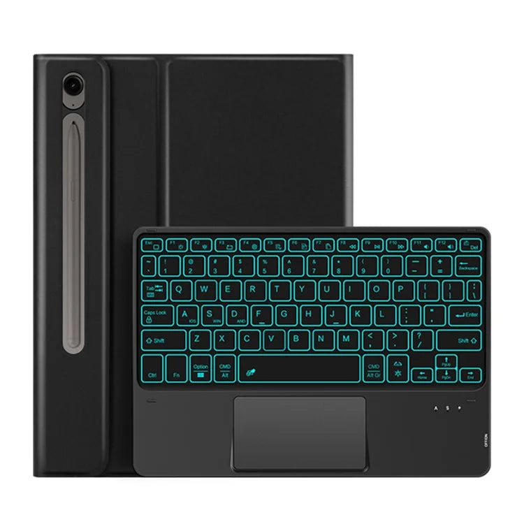 For Samsung Galaxy Tab S9 FE Shockproof Tablet Case, Backlit Bluetooth Keyboard Slim Wireless Keyboard with Touchpad