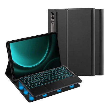 For Samsung Galaxy Tab S9 FE+ Touchpad Bluetooth Keyboard with Backlit, Protective PU+PC Tablet Case