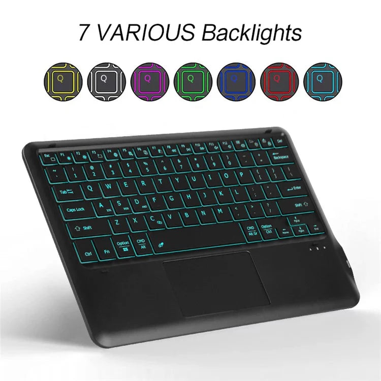 For Samsung Galaxy Tab S9 FE+ Touchpad Bluetooth Keyboard with Backlit, Protective PU+PC Tablet Case