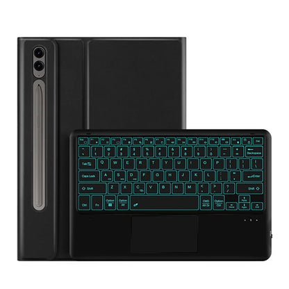 For Samsung Galaxy Tab S9 FE+ Touchpad Bluetooth Keyboard with Backlit, Protective PU+PC Tablet Case