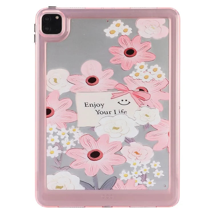 For iPad Pro 11 (2018) / (2020) / (2021) / (2022) Case Flower Pattern Shock Absorption Tablet Cover and Card