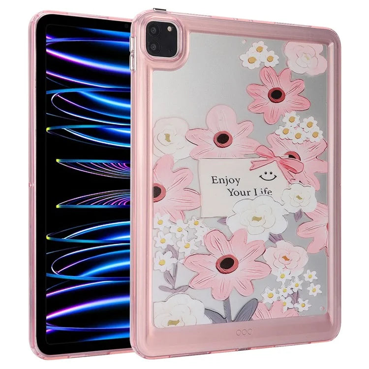 For iPad Pro 11 (2018) / (2020) / (2021) / (2022) Case Flower Pattern Shock Absorption Tablet Cover and Card