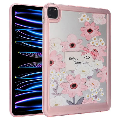 For iPad Pro 11 (2018) / (2020) / (2021) / (2022) Case Flower Pattern Shock Absorption Tablet Cover and Card
