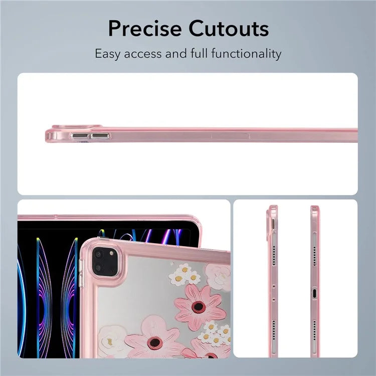For iPad Pro 11 (2018) / (2020) / (2021) / (2022) Case Flower Pattern Shock Absorption Tablet Cover and Card