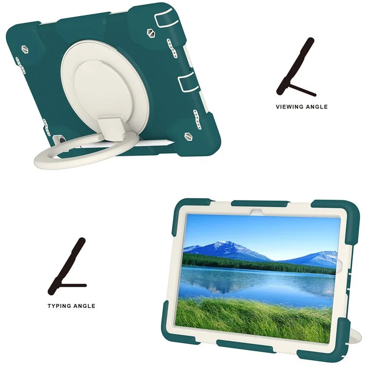 For Samsung Galaxy Tab A9+ Case Scratch-proof PC+Silicone Tablet Cover with Ring Kickstand