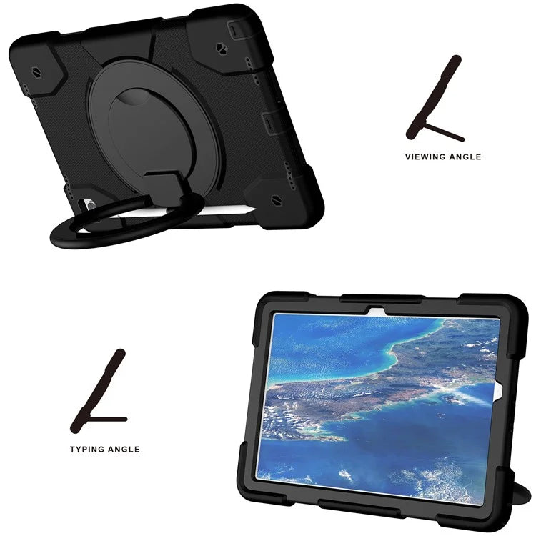 For Samsung Galaxy Tab A9+ Case Scratch-proof PC+Silicone Tablet Cover with Ring Kickstand
