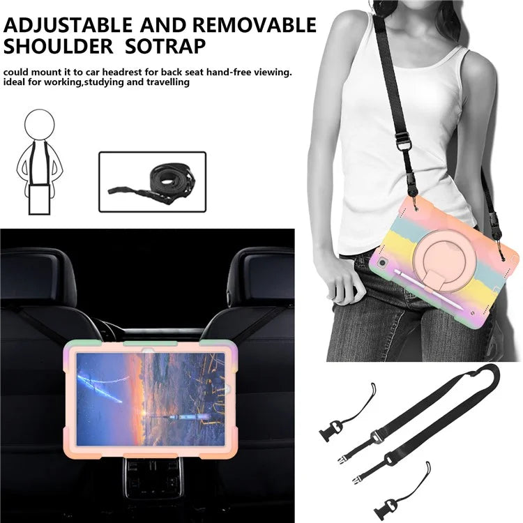 For Samsung Galaxy Tab A9+ Tablet Case PC+Silicone Rotatable Kickstand Protective Cover
