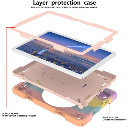 For Samsung Galaxy Tab A9+ Tablet Case PC+Silicone Rotatable Kickstand Protective Cover