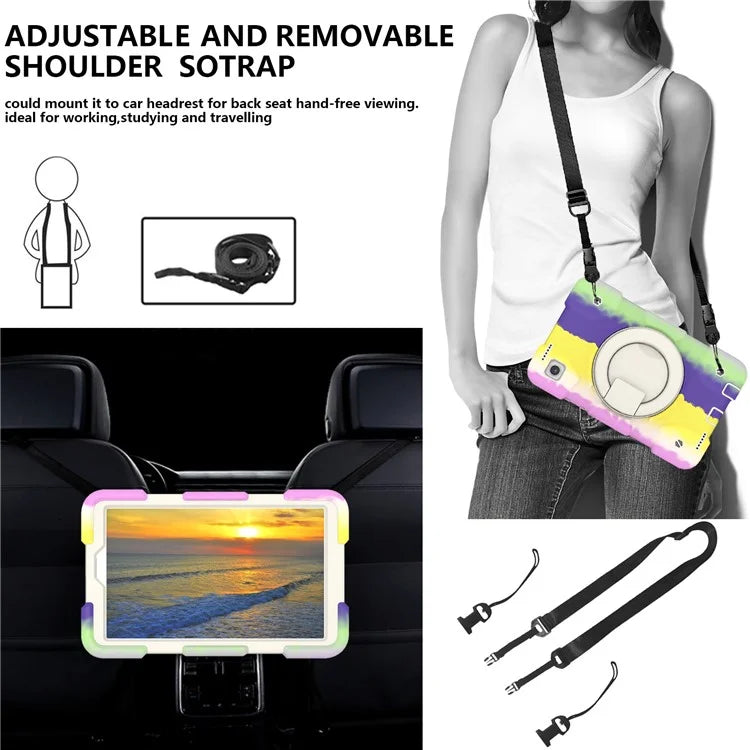 Tablet Cases for Samsung Galaxy Tab A9 Shell PC+Silicone Protective Case with Shoulder Strap