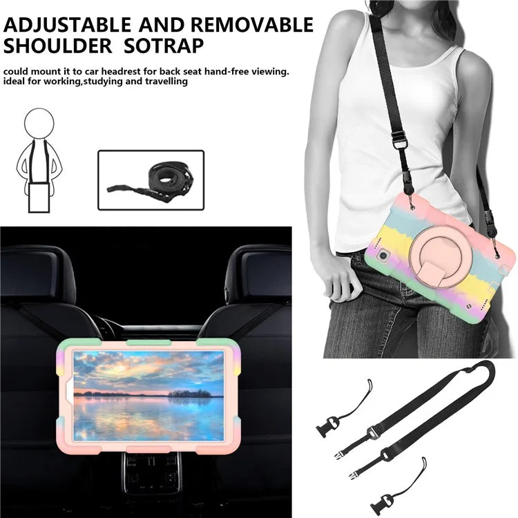 Tablet Cases for Samsung Galaxy Tab A9 Shell PC+Silicone Protective Case with Shoulder Strap