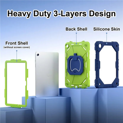For Samsung Galaxy Tab A9+ Rugged Case Handle Kickstand Tablet Cover with Shoulder Strap