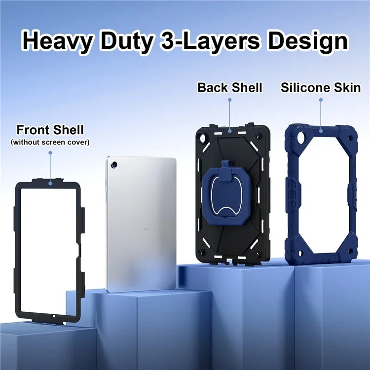 For Samsung Galaxy Tab A9+ Rugged Case Handle Kickstand Tablet Cover with Shoulder Strap