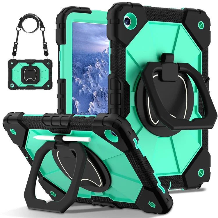 For Samsung Galaxy Tab A9+ Rugged Case Handle Kickstand Tablet Cover with Shoulder Strap