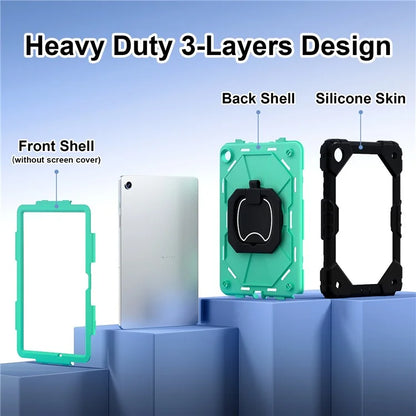 For Samsung Galaxy Tab A9+ Rugged Case Handle Kickstand Tablet Cover with Shoulder Strap