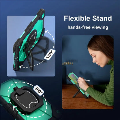 For Samsung Galaxy Tab A9+ Rugged Case Handle Kickstand Tablet Cover with Shoulder Strap