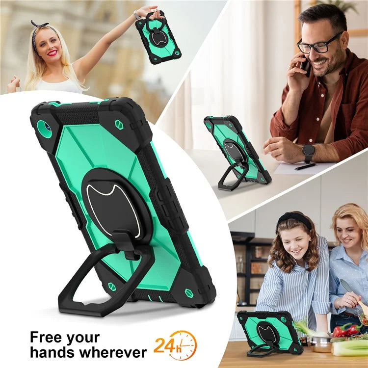 For Samsung Galaxy Tab A9+ Rugged Case Handle Kickstand Tablet Cover with Shoulder Strap