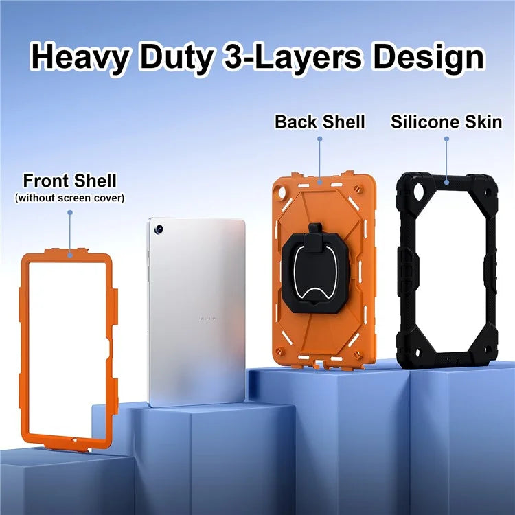 For Samsung Galaxy Tab A9+ Rugged Case Handle Kickstand Tablet Cover with Shoulder Strap