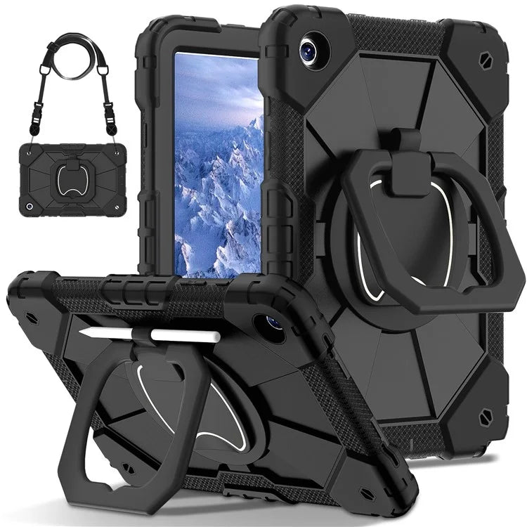 For Samsung Galaxy Tab A9+ Rugged Case Handle Kickstand Tablet Cover with Shoulder Strap