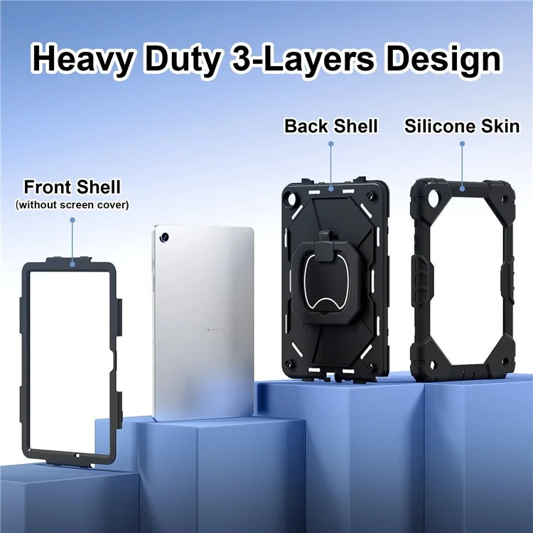For Samsung Galaxy Tab A9+ Rugged Case Handle Kickstand Tablet Cover with Shoulder Strap