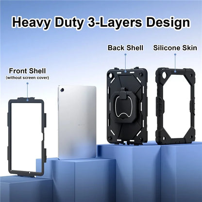 For Samsung Galaxy Tab A9+ Rugged Case Handle Kickstand Tablet Cover with Shoulder Strap