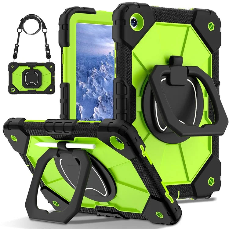 For Samsung Galaxy Tab A9+ Rugged Case Handle Kickstand Tablet Cover with Shoulder Strap