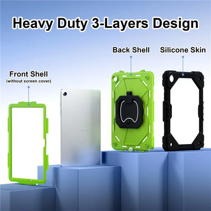 For Samsung Galaxy Tab A9+ Rugged Case Handle Kickstand Tablet Cover with Shoulder Strap
