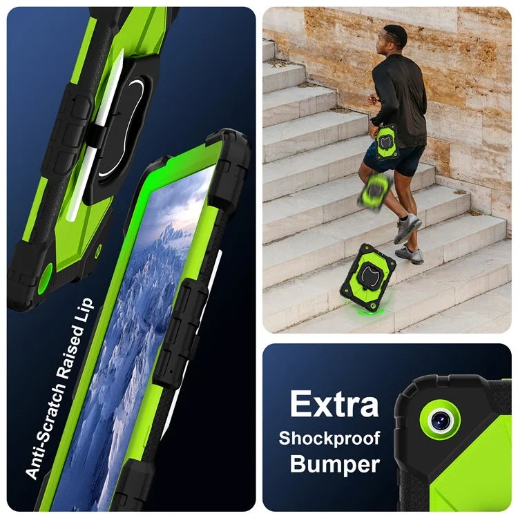 For Samsung Galaxy Tab A9+ Rugged Case Handle Kickstand Tablet Cover with Shoulder Strap