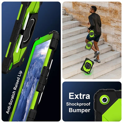 For Samsung Galaxy Tab A9+ Rugged Case Handle Kickstand Tablet Cover with Shoulder Strap
