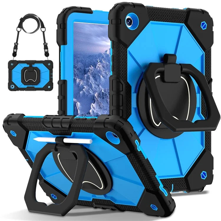 For Samsung Galaxy Tab A9+ Rugged Case Handle Kickstand Tablet Cover with Shoulder Strap